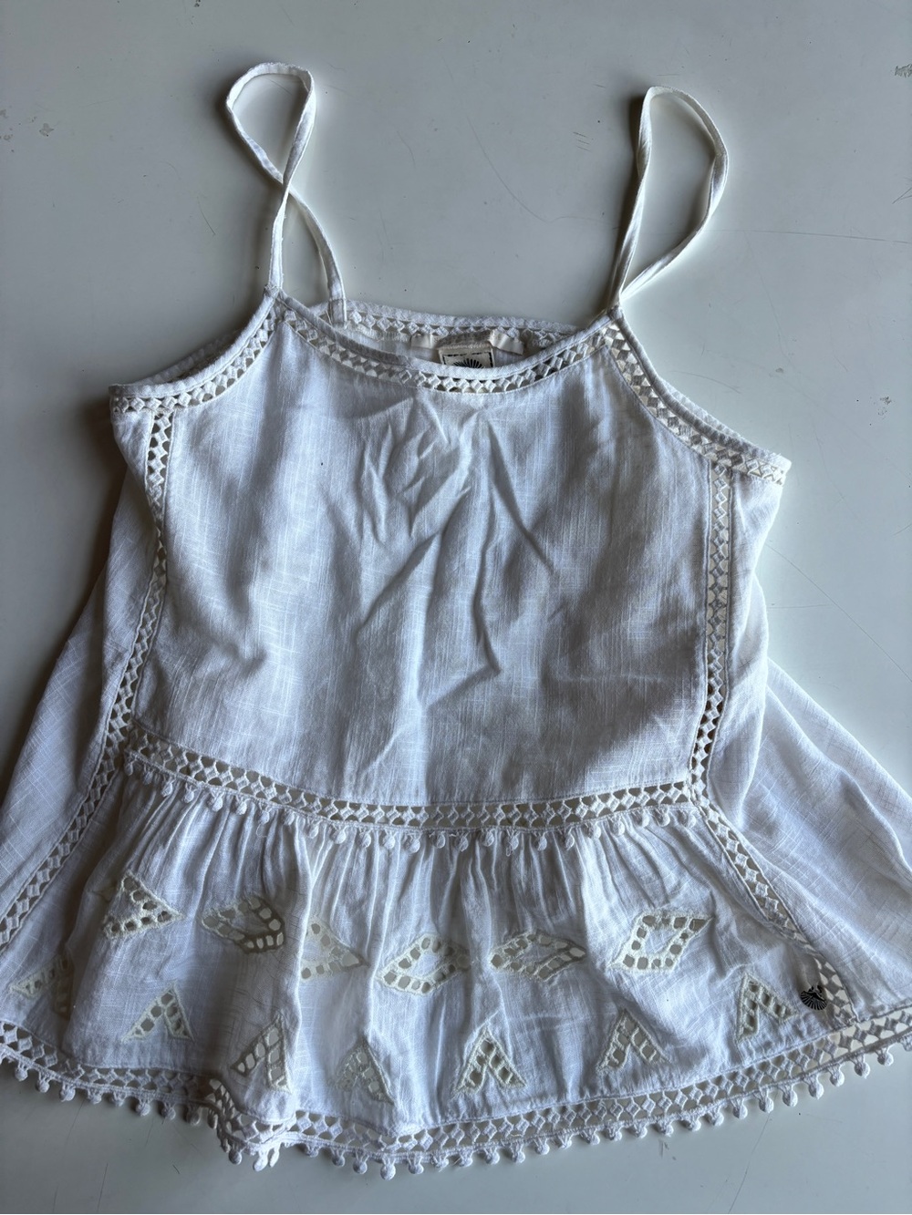Scotch & Soda White Eyelet Peplum Tank Top
